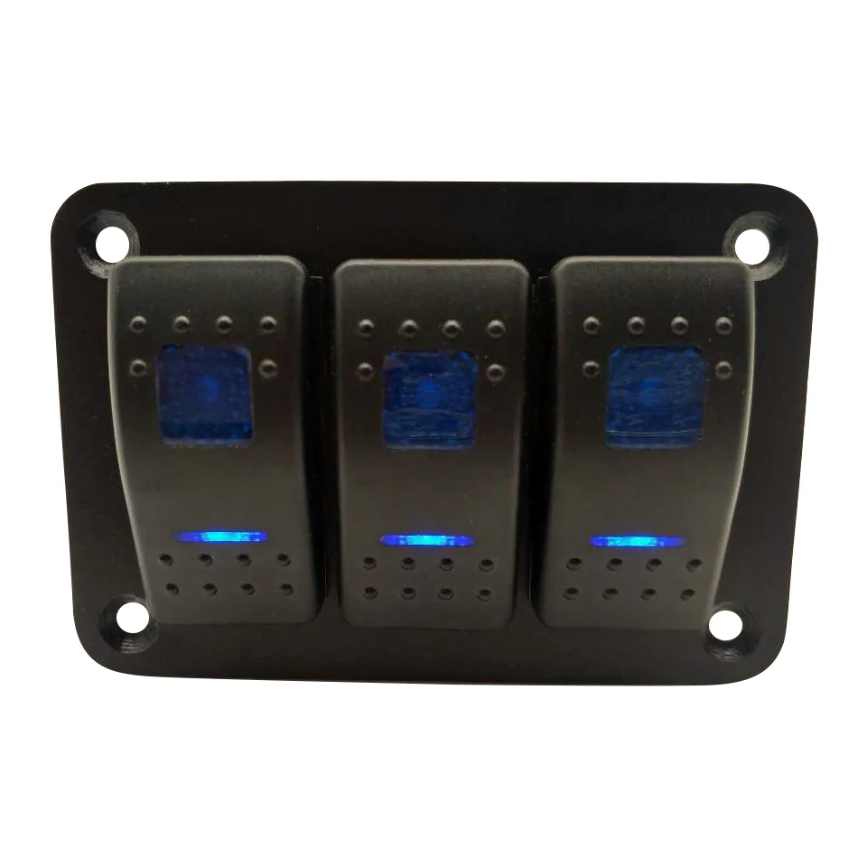 Rocker Switches Dc 12v 24v 3 Gang Boat Atv Rocker Switch Panel 5 Pin on Off Toggle Switch With Blue Led Backlit