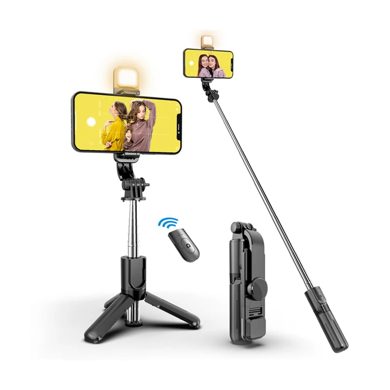 L11s Ручной мини алюминиевый беспроводной BT дистанционный монопод для мобильного телефона светодиодный заполняющий свет селфи палка и штатив