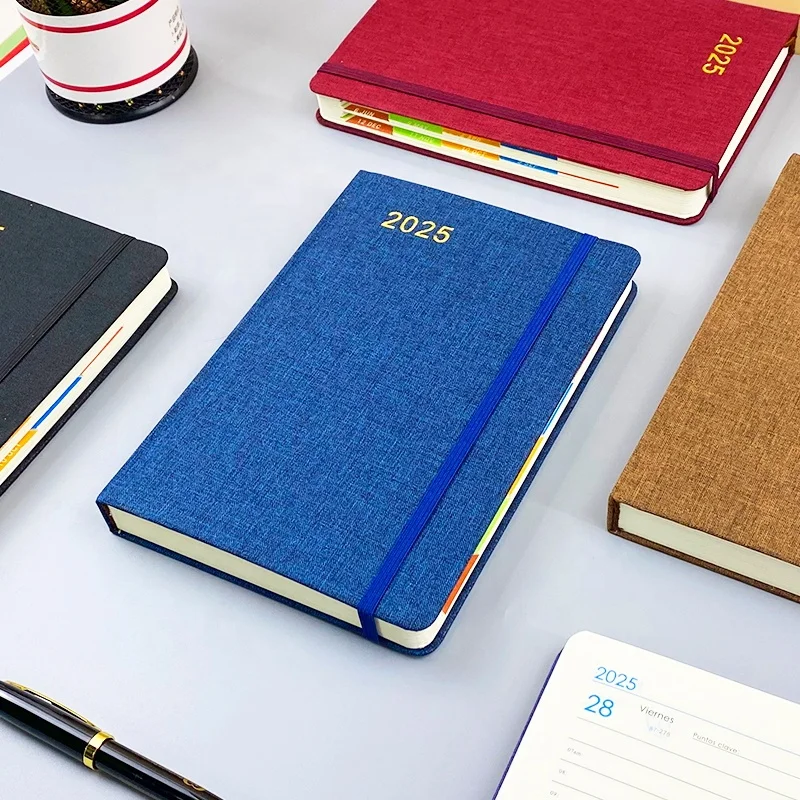 2025 Custom Logo Fabric Linen Cover A5 Journal Agendas Notebook