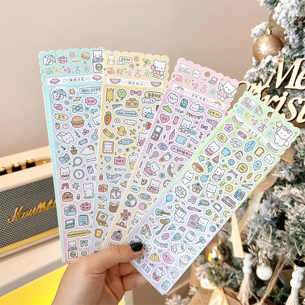 Korean cute style Creative Kawaii Stickers Cute Cartoon Animals Laser PET Stickers Sheets DIY Planner Decorative Idol PhotoCard