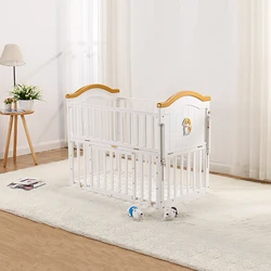 Convertible Wooden Baby Cot Bed Cradle Crib Multi Functional Free Mosquito Net