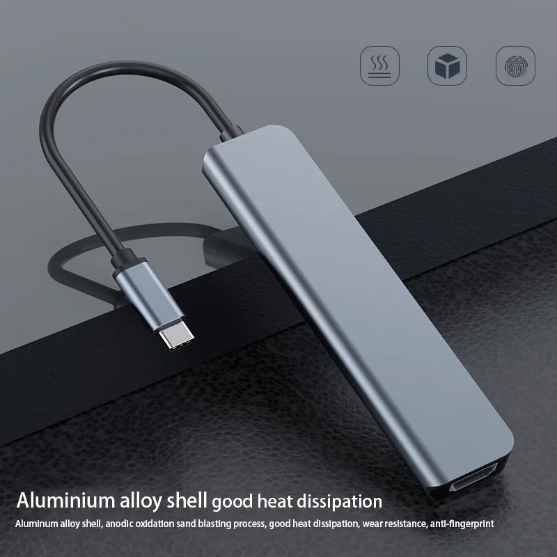 HDTV 4K 60Hz 30Hz RJ45  USB 3.0 Type C HUB 7 in 1 SD TF 3.0 c hub docking station for Macbook pro