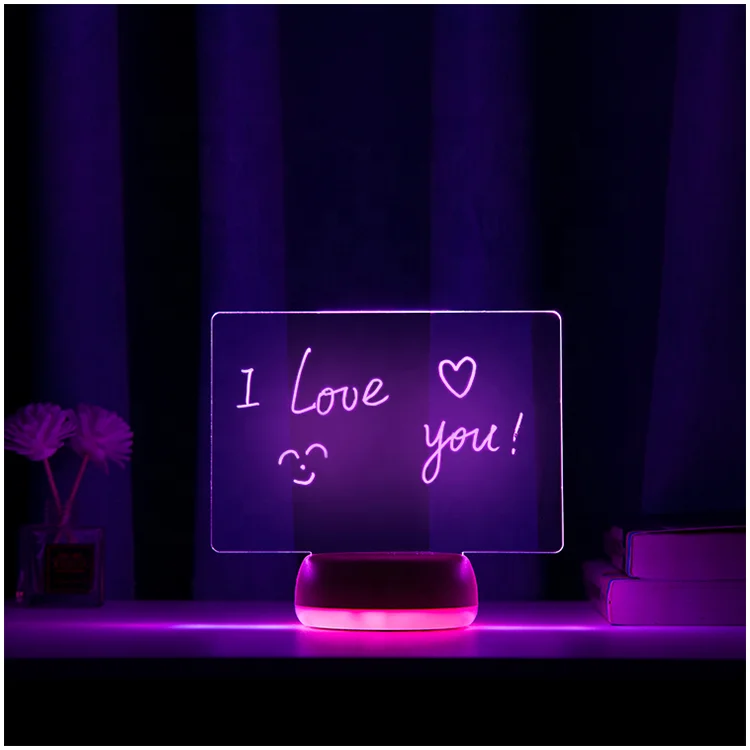 Неоновая RGB светящаяся креативная стираемая акриловая доска для записей и объявлений светодиодный ночник USB DIY перезаписываемая