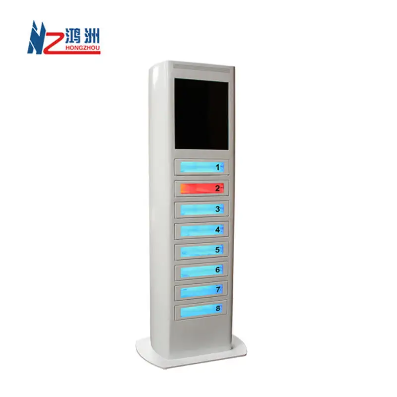 Commercial LCD Display Advertising Charging Kiosk Secure Pin Lock Lockers Mobile Phone Charging Station