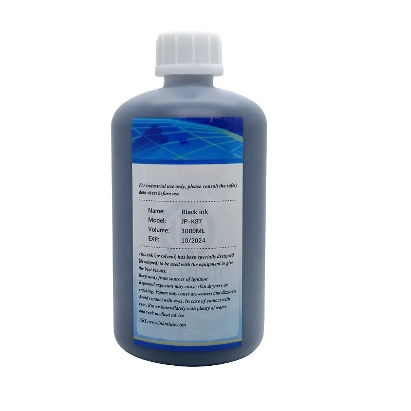 JP-K69 JP-K87 Black Color Alternative Ink 1000ml for Hitachi PX RX Series Continuous Inkjet Coding Printer Consumables