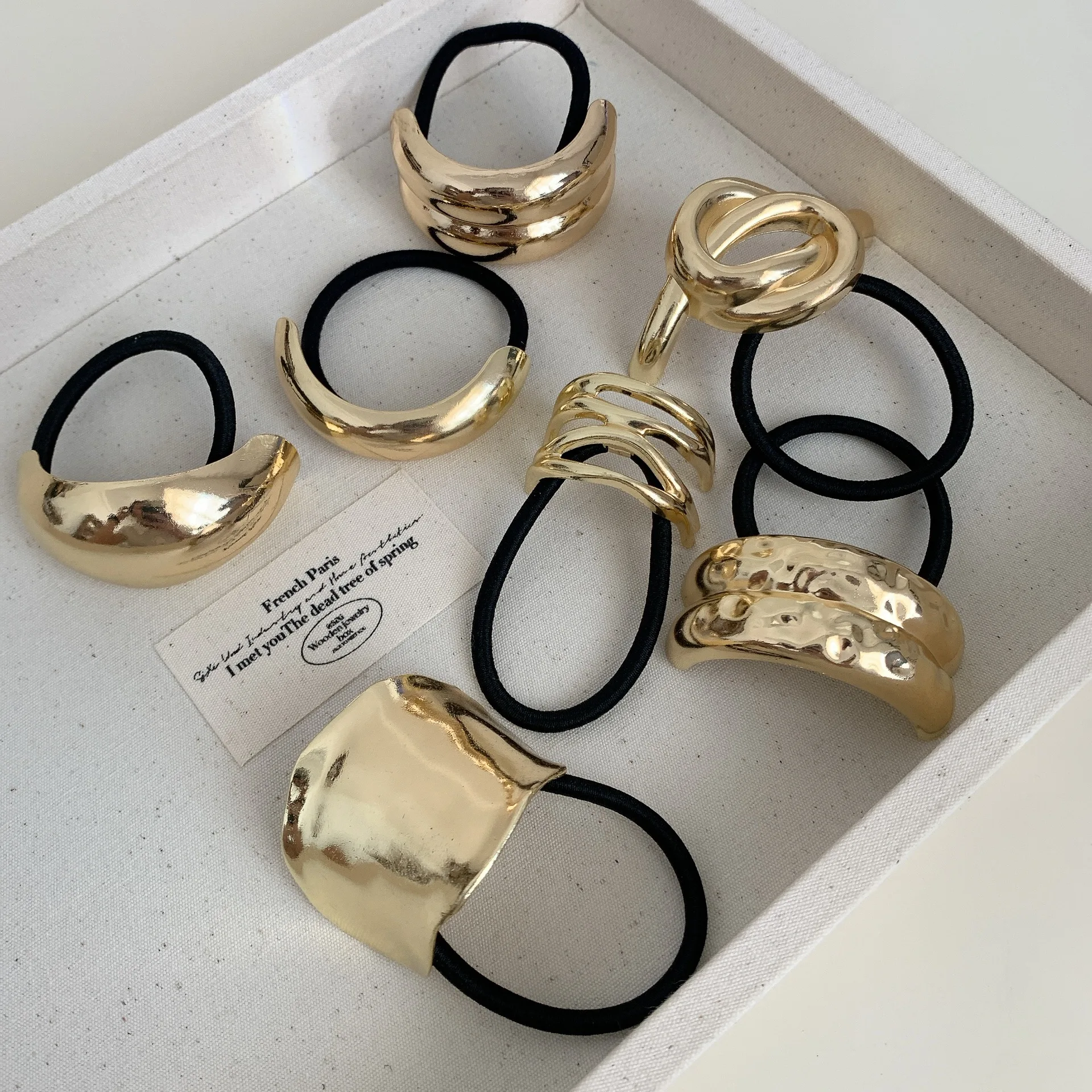 Fashion Simple Rubber Band Metal Hair rope gold Pony Cuffs Metal Hair Ties Hair Accessories for women