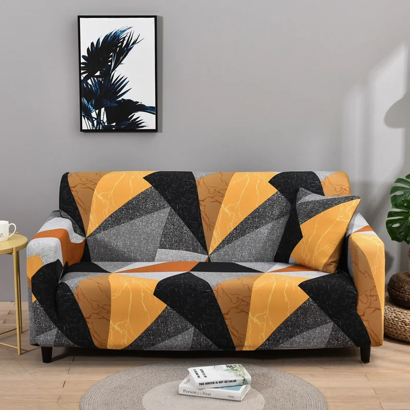 
2021 pantone color new yellow and gray L shape protective sofa arm covers Stretch Slipcover Elegant Sofa Covers 