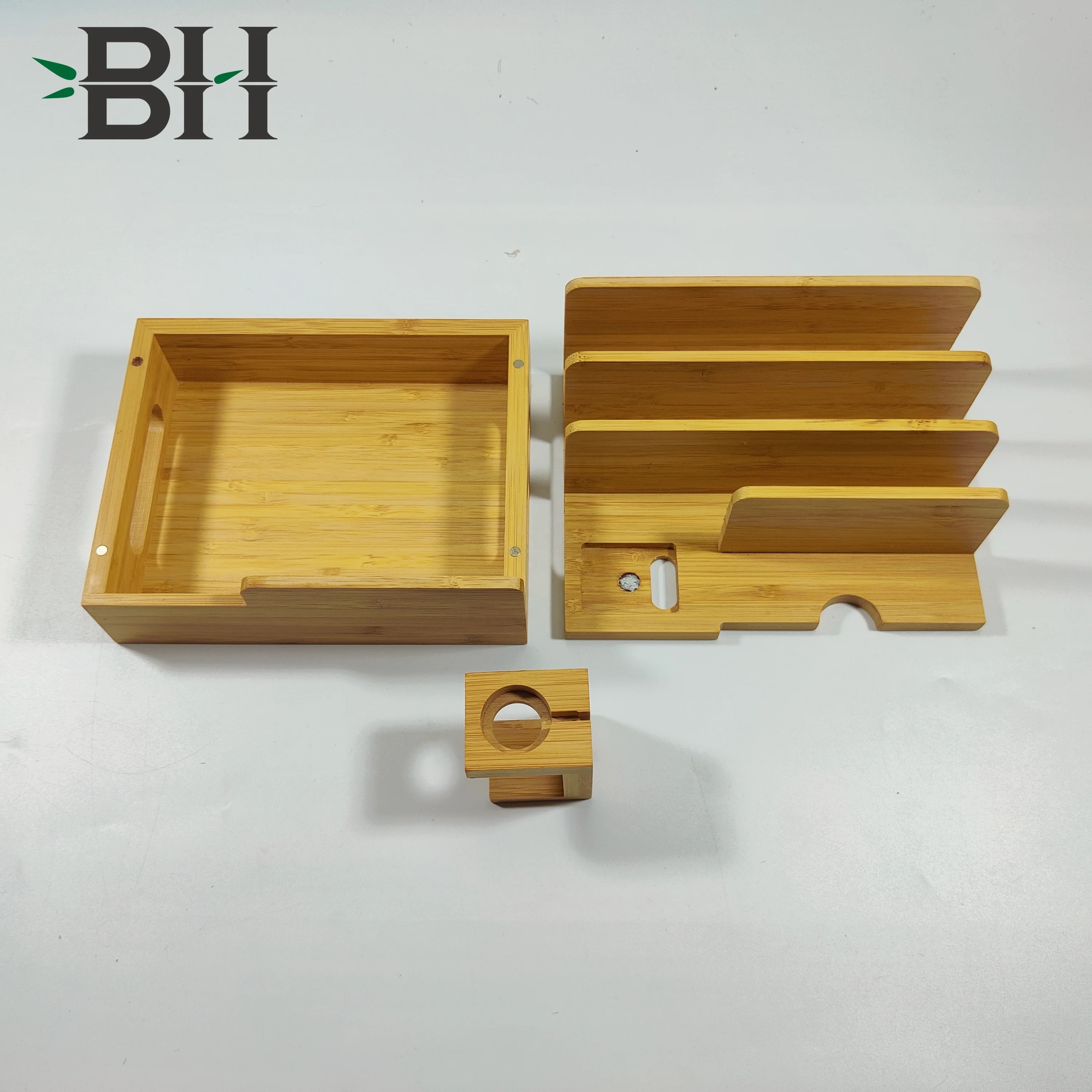 Bamboo Desk File Mail Organizer Countertop, 4 Slots  Desktop Folder Sorter Holder for Doc.Letter Envelope Tray Organizer