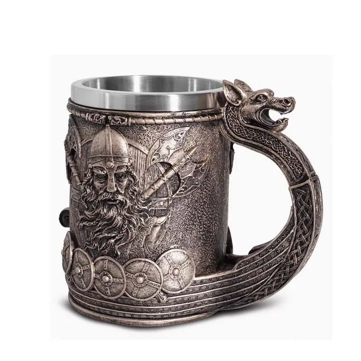 Customized Viking Drinking Cup Metal Insulated Resin Beer Mug Templar Mug for Promotional Lovers Gifts
