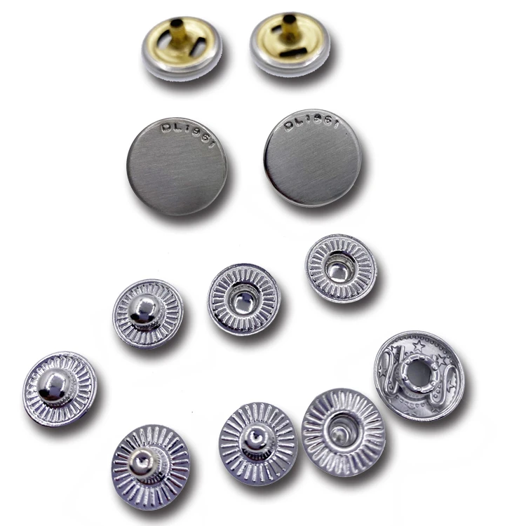 OEM accessories logo design round press shirt wrapping brass  cover custom denim shirt clothes snap button