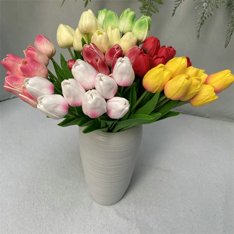 B-2223 Cheap Artificial Tulip White Tulips Latex Real touch Tulips for home decor