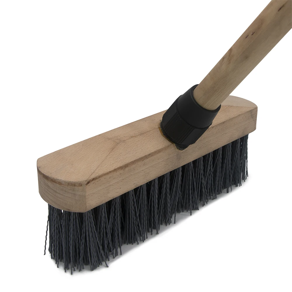 Щетка для метлы из карбида кремния с палкой для очистки наружного бамбукового пола и лестницы для террасы