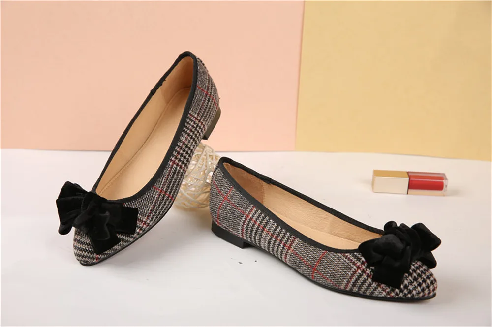 New Arrivals Women Shoes Black  Velvet Bow Design Comfortable Dress Lady Shoes Ballet Flats Walking Style  Women Shoes