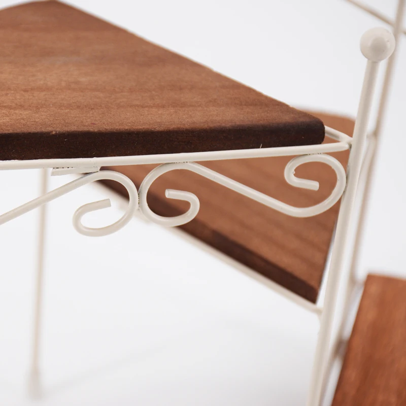 Japanese Style Home Decor Metal Wire and Wooden 3 layer Flower rack   for Household and Garden