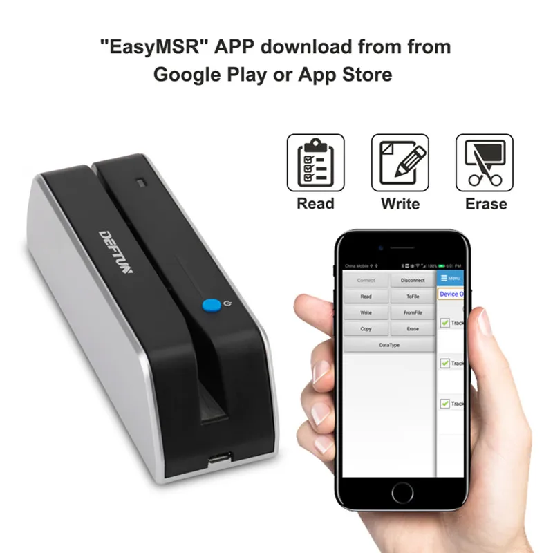  Считыватель магнитных карт msr x6bt с питанием от USB записывающее устройство кодировщик HiCo 3Track MSRX6BT совместимый