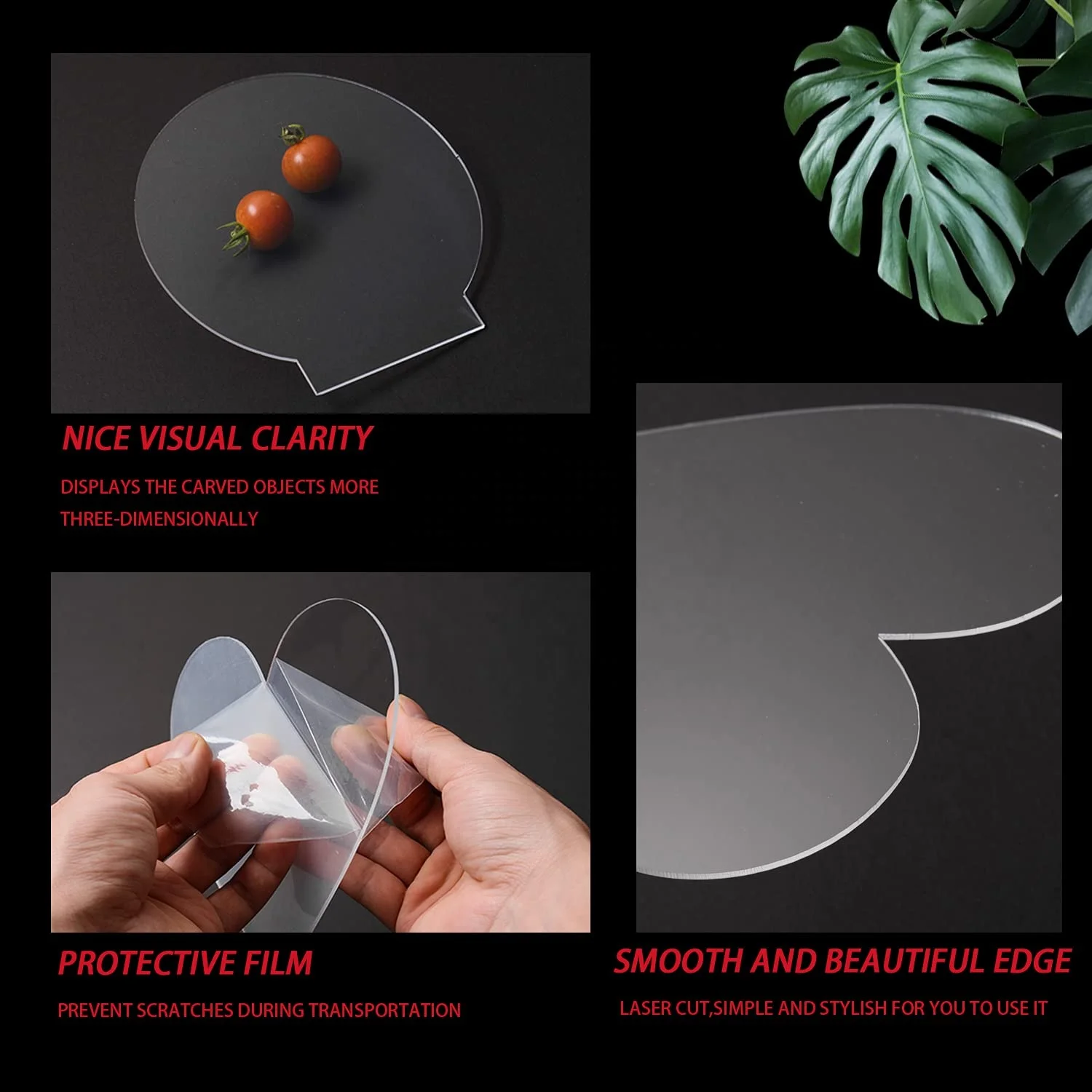 Acrylic Sheet Clear Cast for LED Light Base, Customized Size Thickness Transparent Panel Board with Protective Film