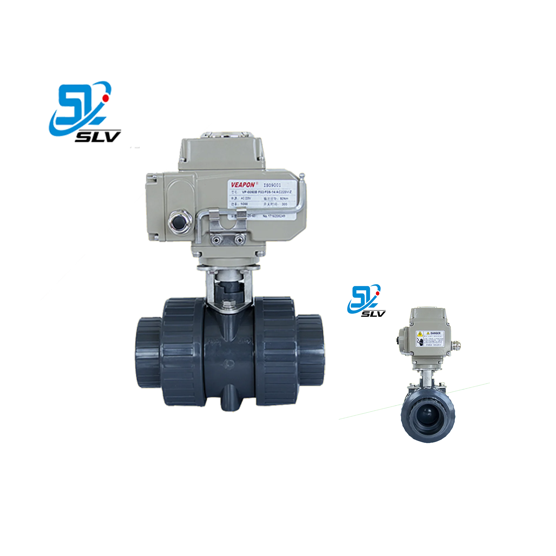 Hot Sale 1/2-4 Inch PVC UPVC Plastic Double union ball Valve  With Electric Actuator
