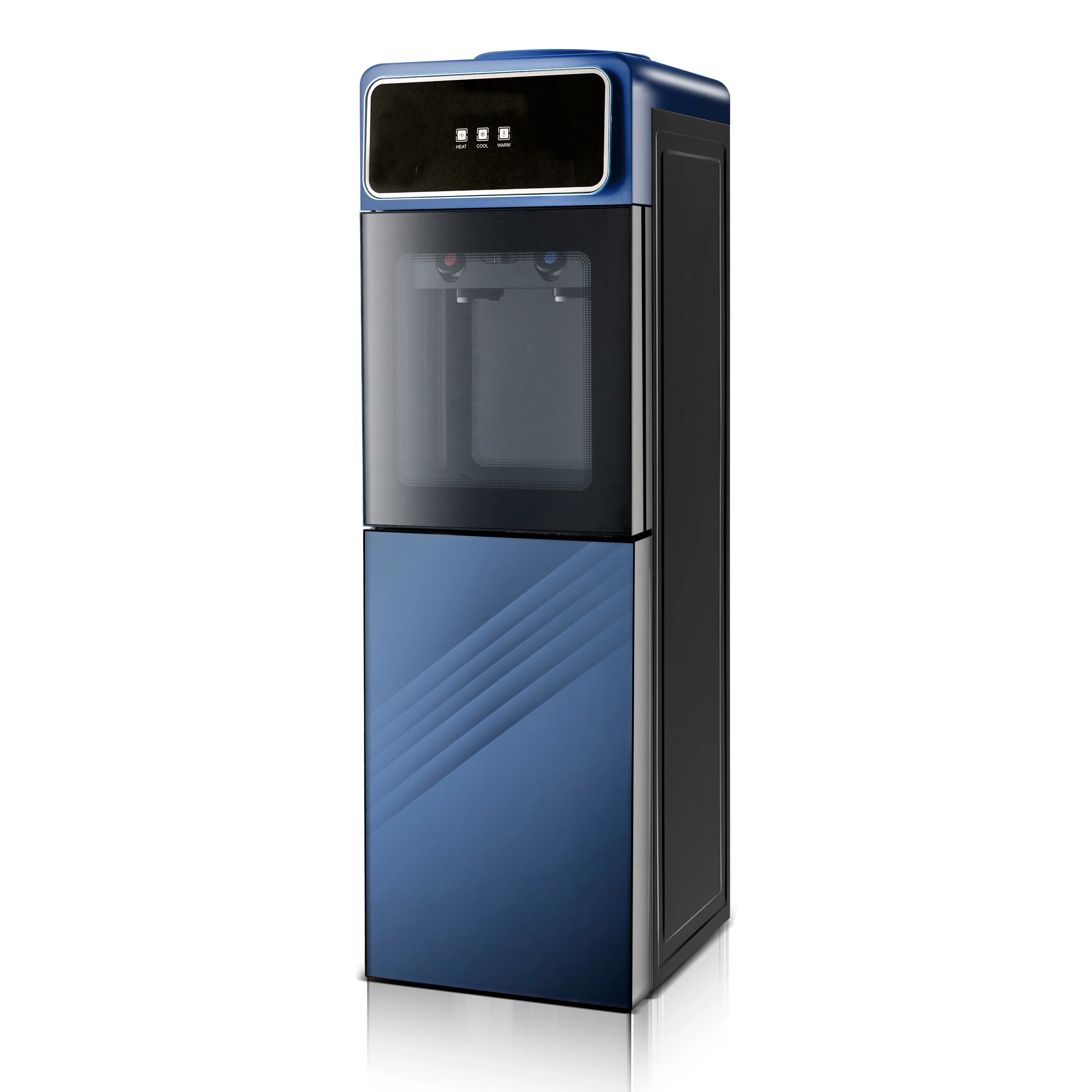 Glass Door Compressor Refrigeration Vertical Double Door Water Dispenser With Refrigerator