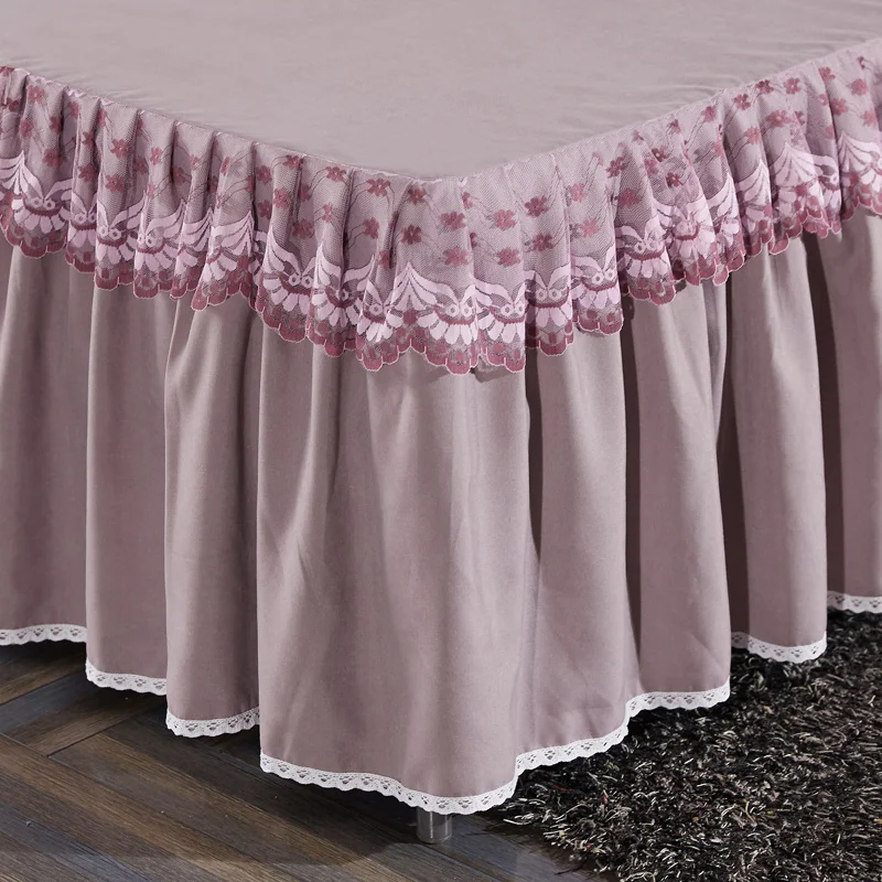 patent product pure fresh European Korean 100% polyester bedding set bed skirt set  grinding lace edge four pieces