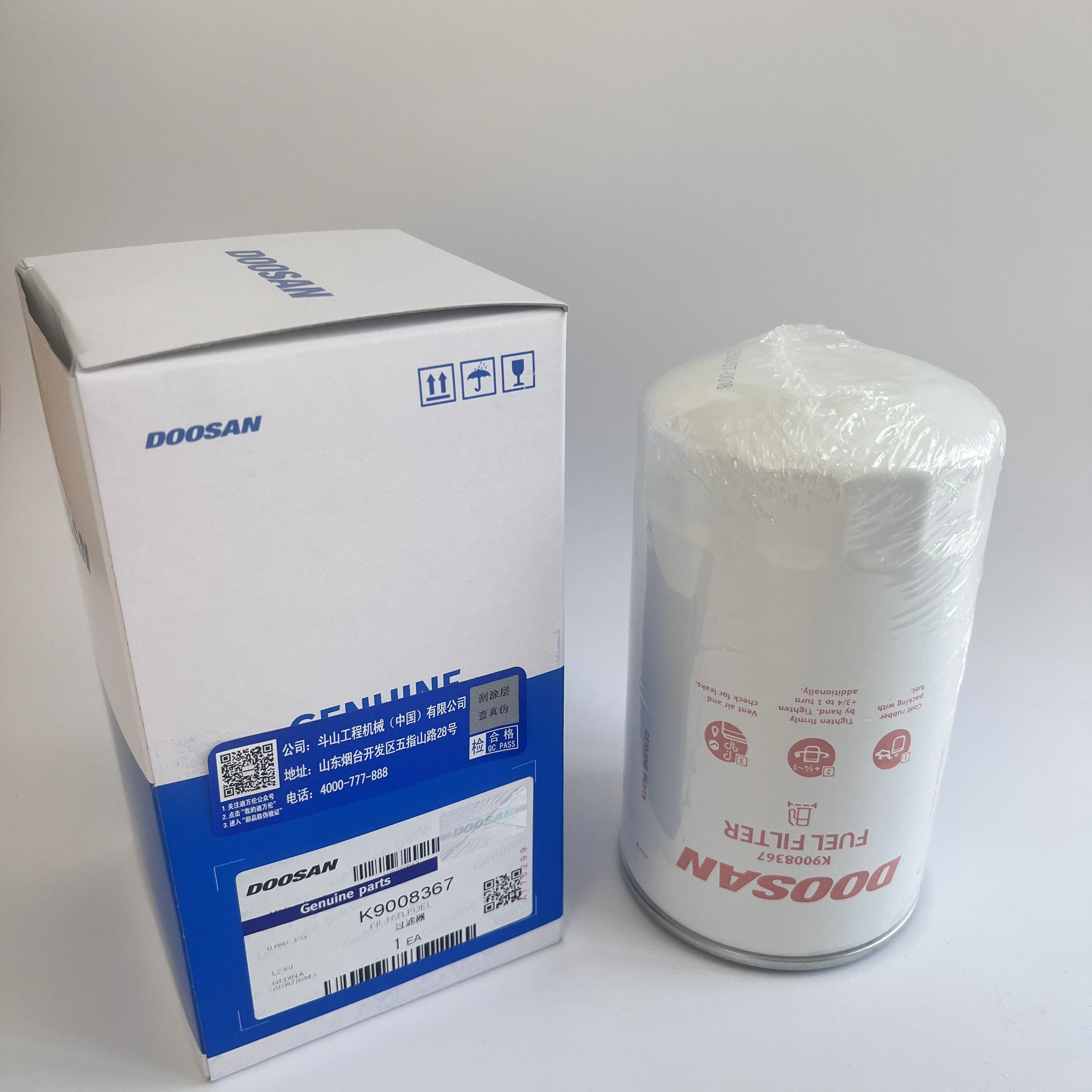 Doosan Develon Excavator Engine Skin Care Fuel Filter Element Original Parts Fuel Filter Cartridge K9008367
