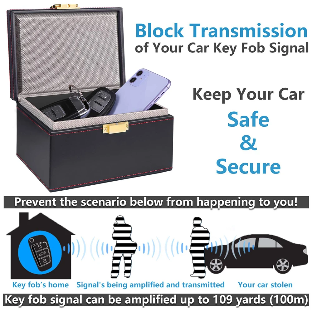 Коробка Faraday с сумочкой бесключевой доступ безопасный протектор для автомобильного ключа противокражная блокирующая клетка RFID