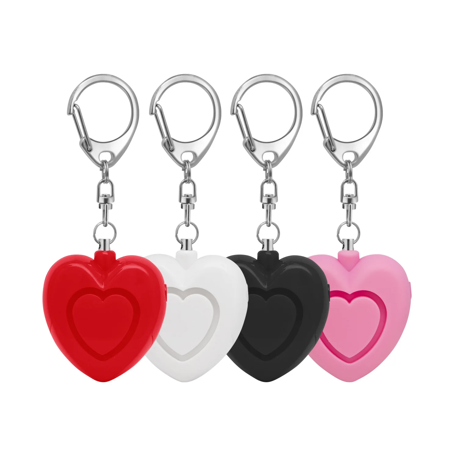 Pink Heart Shape Personal Alarm 125db Loud Self Defense with Flash Light Emergency Alert