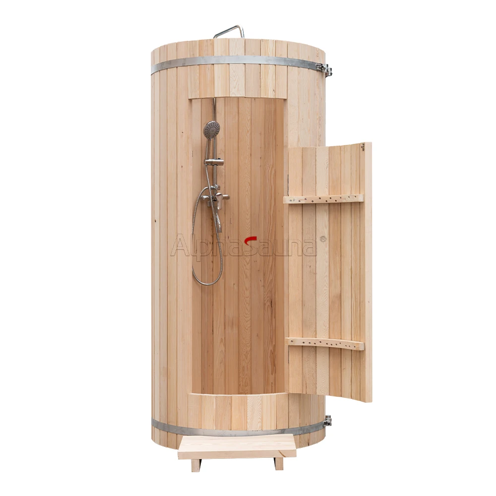 Wooden Portable Outdoor Bath Room Shower Set For Sale