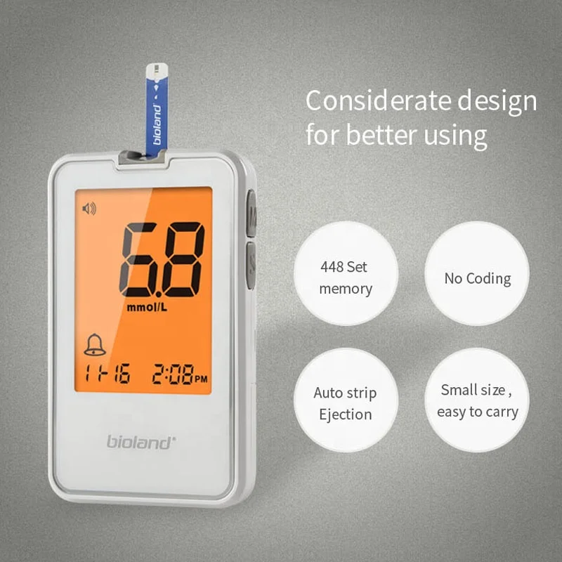 Clinical Proved Bioland New-design Blood Glucose Meter G-427B With Blue-tooth Transmission Protocol and SDK