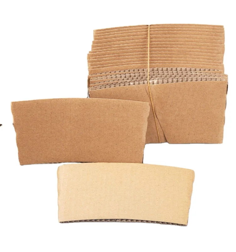 Custom Cup Sleeve Hot Cup Customized Logo Biodegradable Cardboard Kraft Paper Coffee Cup Holder Sleeves