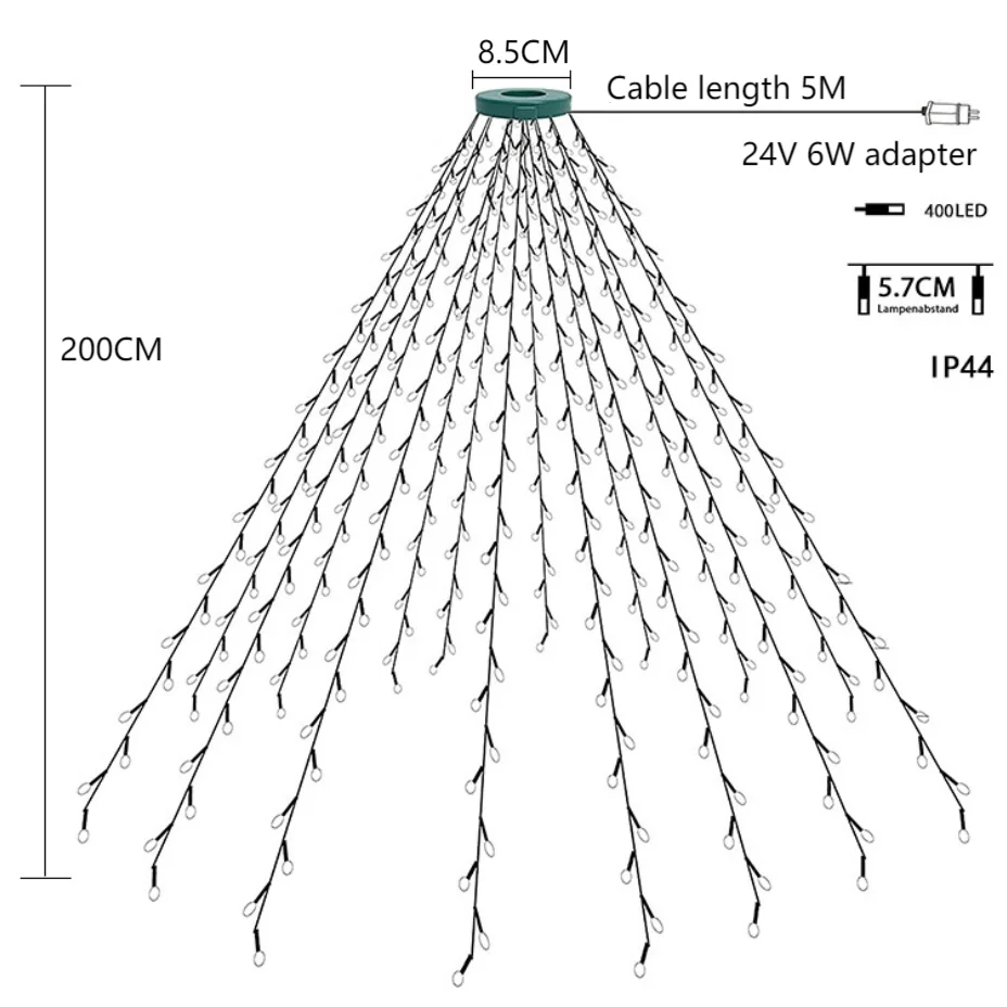 Corpereal Waterproof IP44  Festival Holiday Lighting Plastic Decorations LED String Lights, Electric, For Christmas Trees