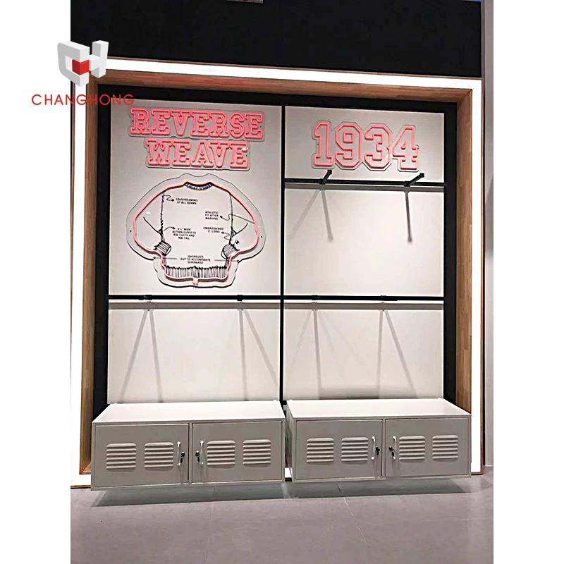 Коммерческая металлическая современная витрина для магазинов и стеллажей для одежды