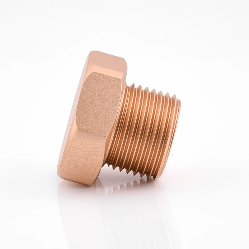 Custom CNC Machining Aluminum Anodized Hexagon Male Threads Pipe Plug