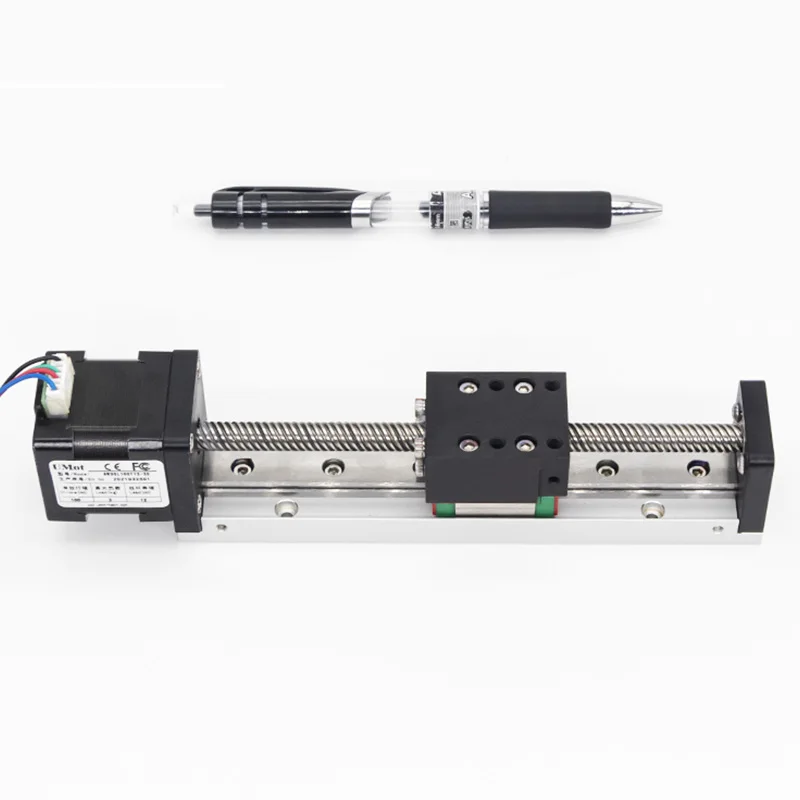 UMOT Stroke 100mm C5 Max Load 30kg Lead 1-20mm Lightweight Motorized Linear Guide Rail Slide Small Actuator With Stepper Motor