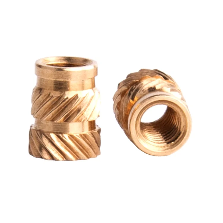 OEM Hot sales M2 M3 M4 M5 M6  threaded insert brass nut copper knurled nut Hot melt embedded nut for plastic