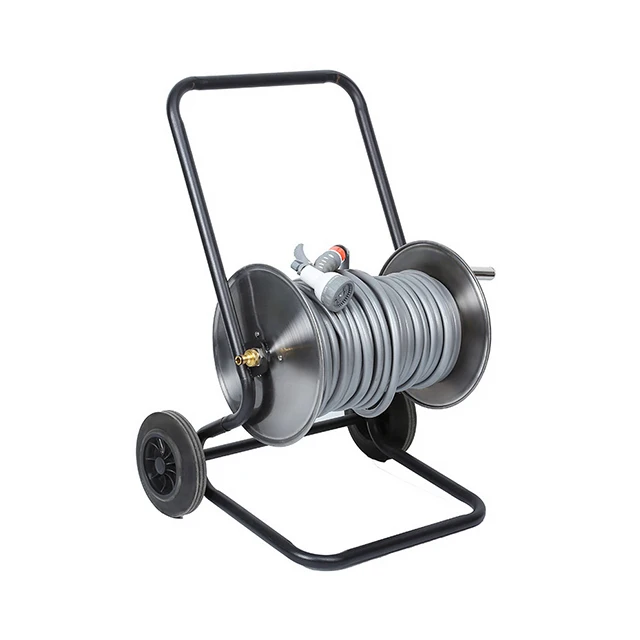 100m Large Size Capacity Stainless Steel Garden Hose Reel Cart Hose Pipe Holder Storage Carrier