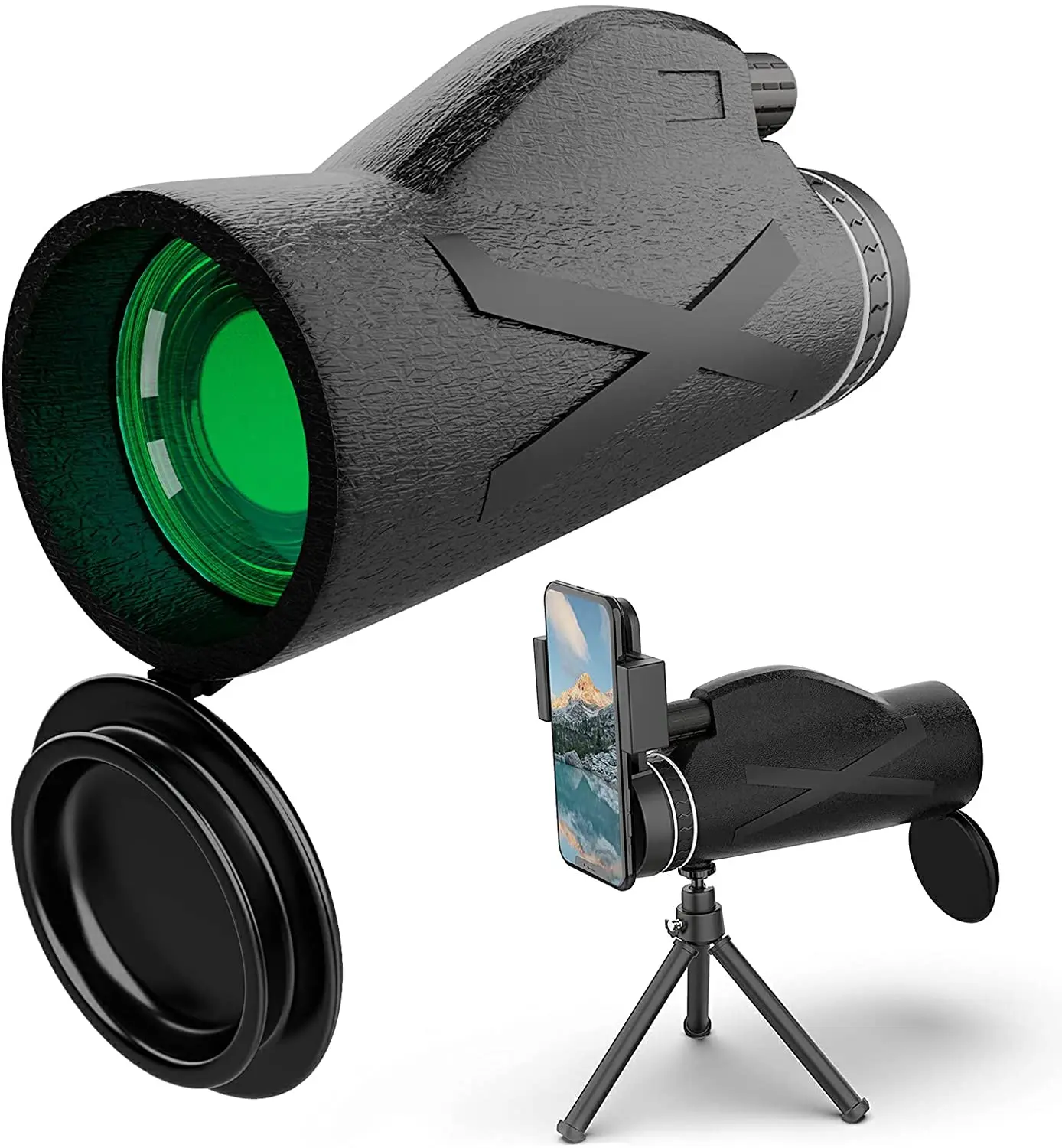 Монокулярный телескоп, монокулярный водонепроницаемый Монокуляр высокой мощности с адаптером для смартфона и держателем для телефона
