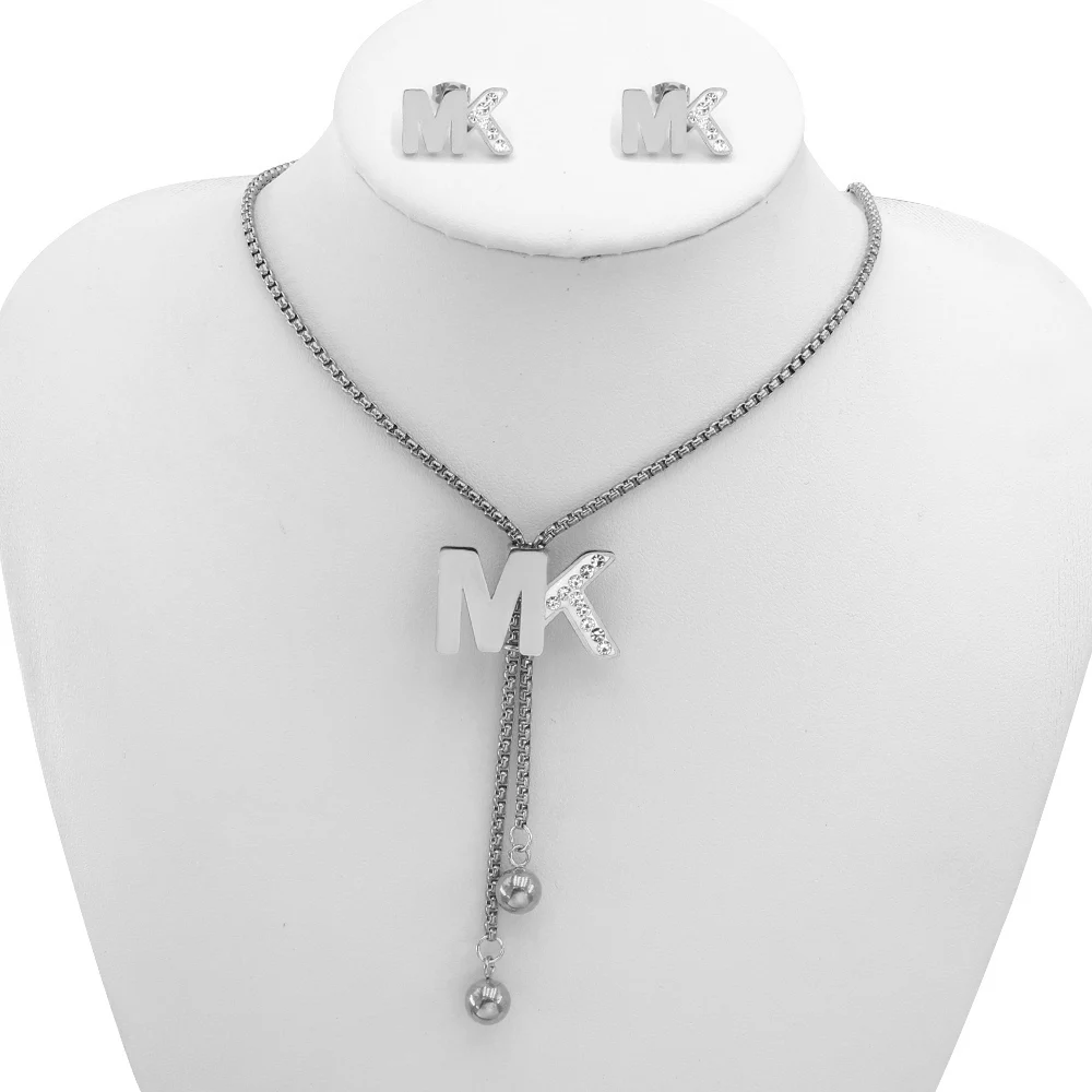 Gold Round Shaped Jewelry Set Fashion Stainless Steel Jewelry 2019 New Design Charm Jewelry Set Wholesale