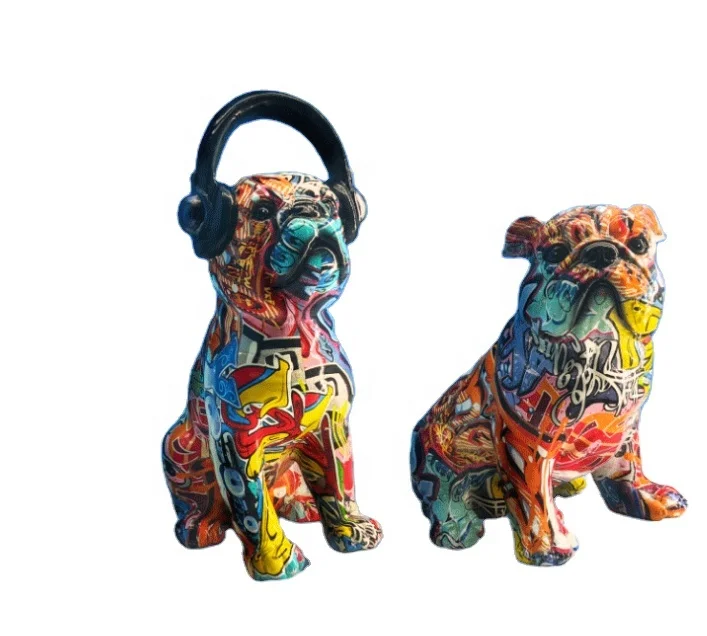 European style latest trendy design creative resin home decoration graffiti indoor dog ornaments