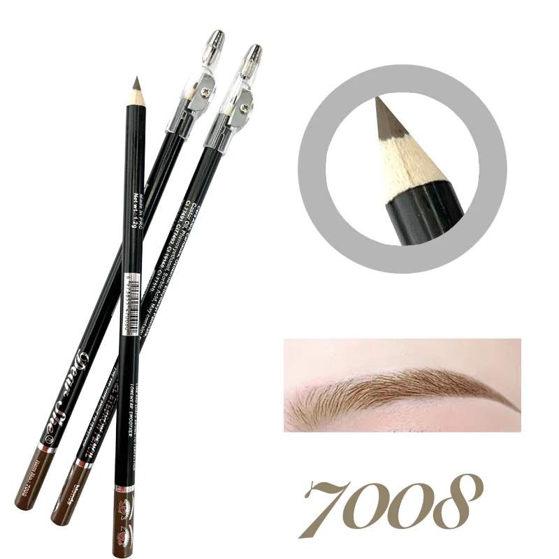 New Design Wholesale High Pigment Cosmetic Permanent Waterproof Eyebrow Pencil With Sharpener Natural Wood Eyebrow Pencil