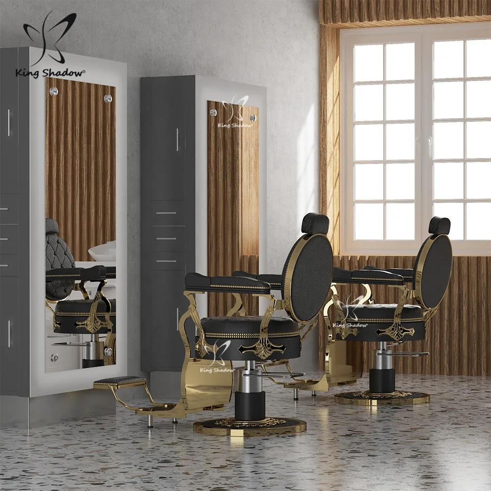 Salon furniture barber shop mirrors double sided styling station led mirror station for sales