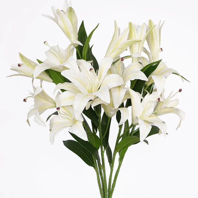 Высокое качество 3D печать настоящие на ощупь 2 головки большие искусственные цветы Тигровая лилия для украшения дома