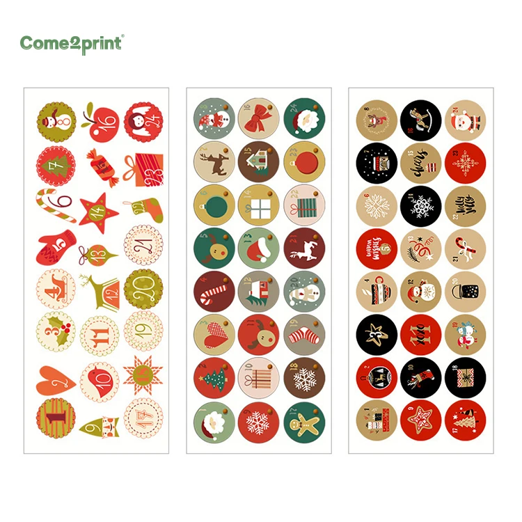 Number Sticker Wholesale Round Christmas Stickers Custom Sticker Sheet Printing