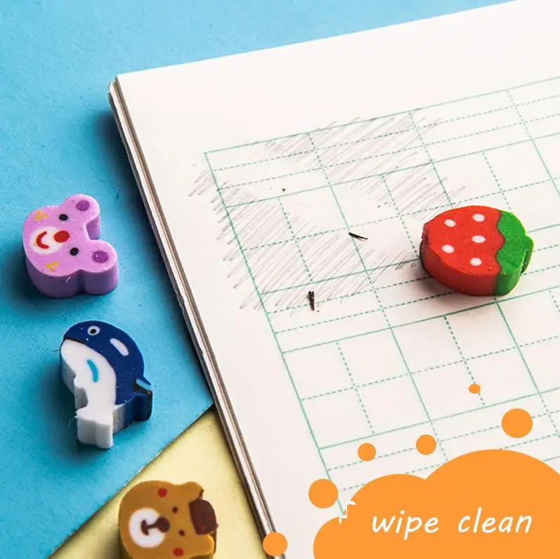 CX Bulk Mini Cartoon Mini Fruit Student Pet Animal Christmas Kids Cute Pencils Erasers Set