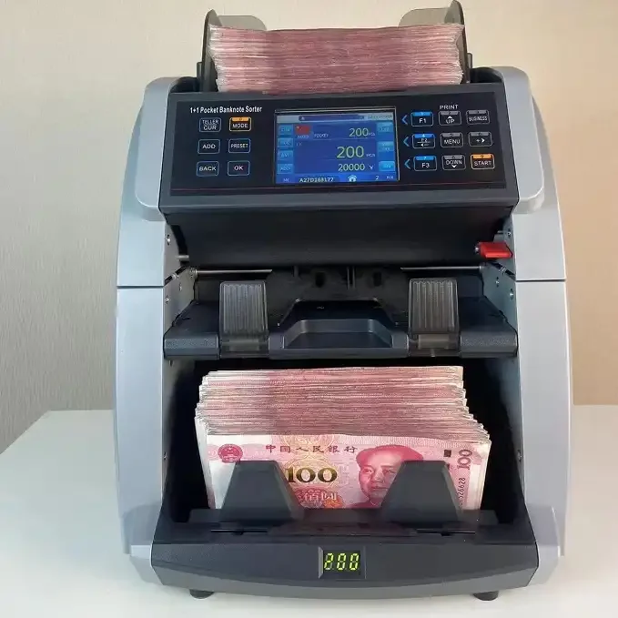 2 Pocket CIS Dollar Bill Counter Fak-e Money Detector Mix Multi Currency Value Counter Money Sorter Machine