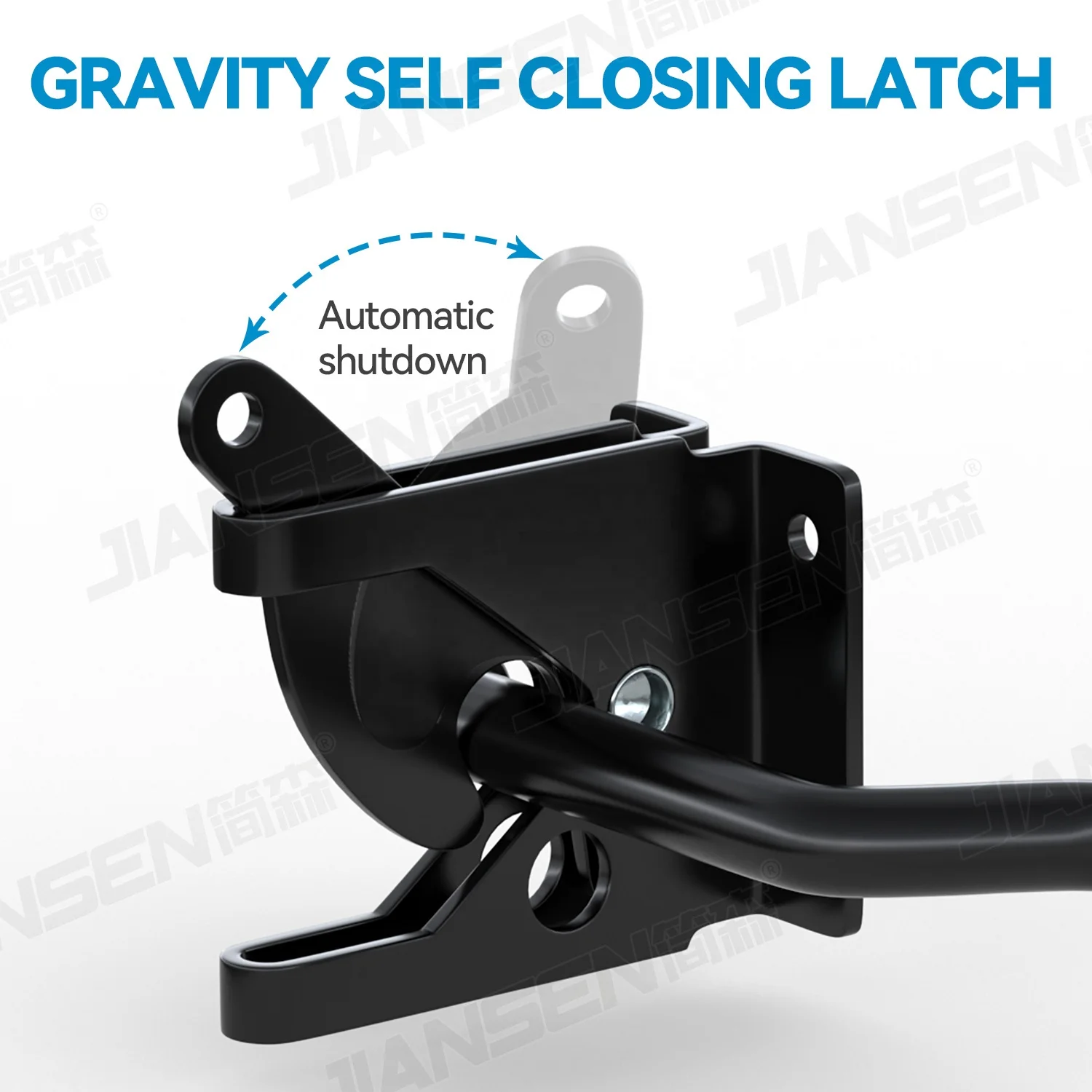 Customized Heavy Duty Black Powder Coated Self-locking Gate Latch Automatic Gravity Lever Latch For Wooden Fence Post