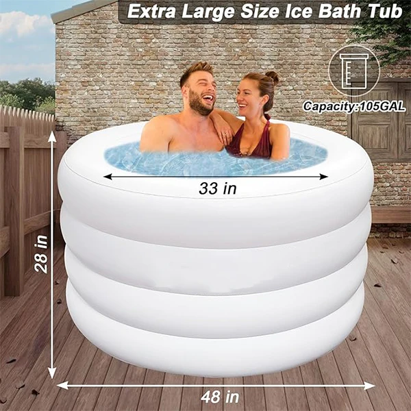 105Gal Portable Ice Bath Tub for Athletes With Zipper Cover Inflatable Cold Plunge Tub Cold Water Therapy Ice Barrel Plunge