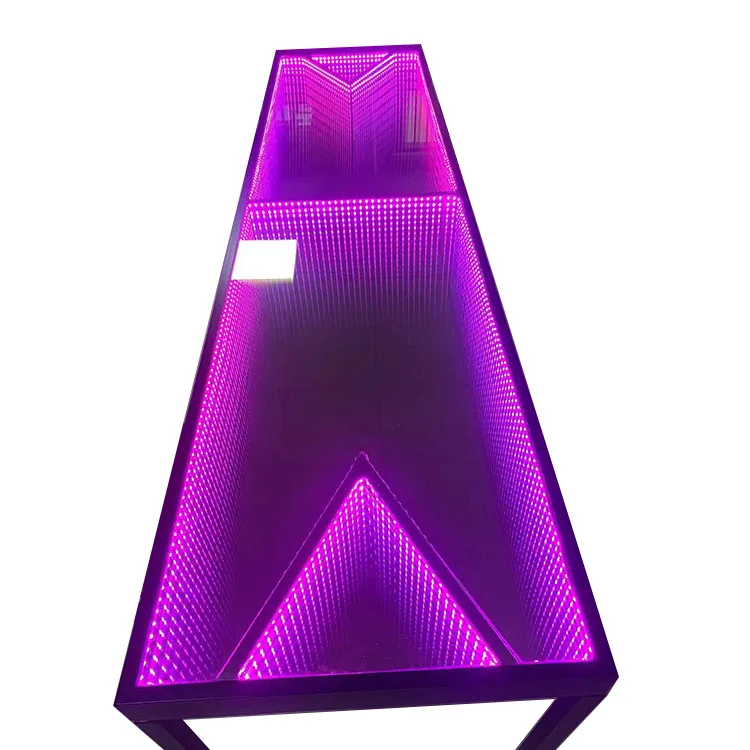 Foldable Infinite LED Glass 4 Legs Removable Beer Pong Table