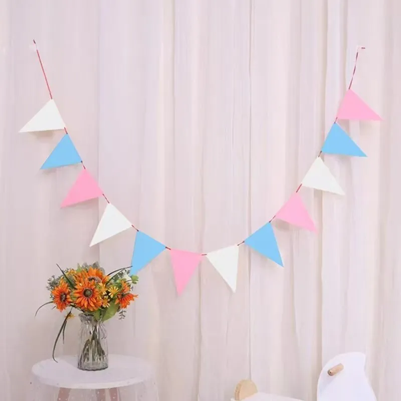 12pcs colorful rainbow flag birthday party flag wedding holiday RPET felt pennant flag
