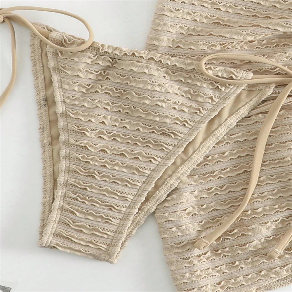 OEM Customized Bikini Set Women Three Beachwear Cover Up Swimwear Female 3 Piece Swimsuit