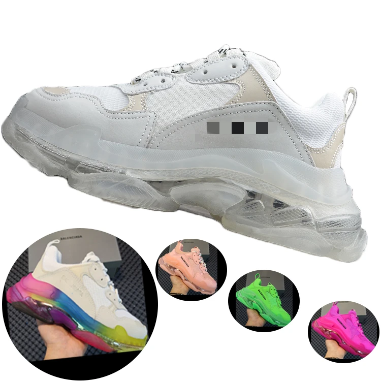 2021 Trending Unisex Lux Designer Men Famous Brands 41 All White Triple s  Balanciaga Balencia Sneakers